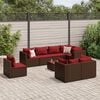 vidaXL 8 Piece Garden Lounge Set with Cushions Brown Poly Rattan