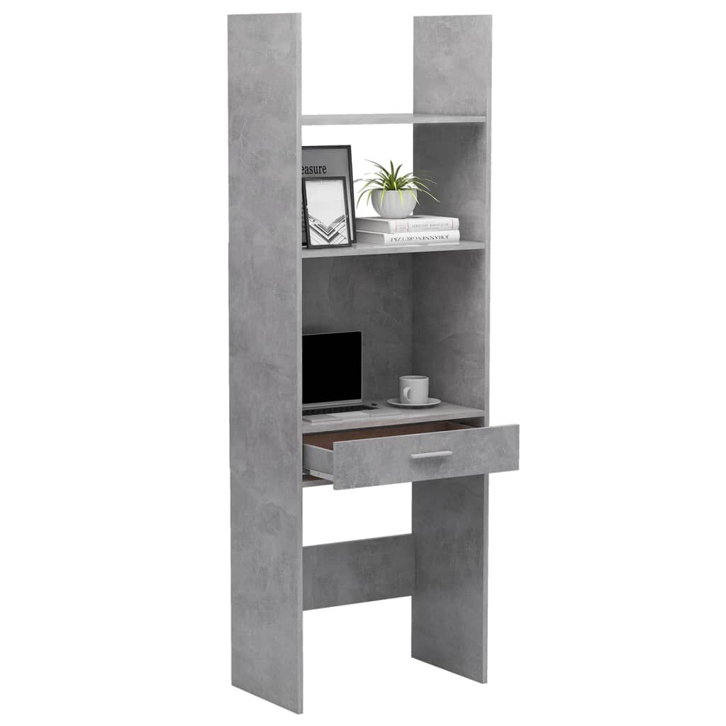 vidaXL Book Cabinet Concrete Grey 60x35x180 cm Engineered Wood
