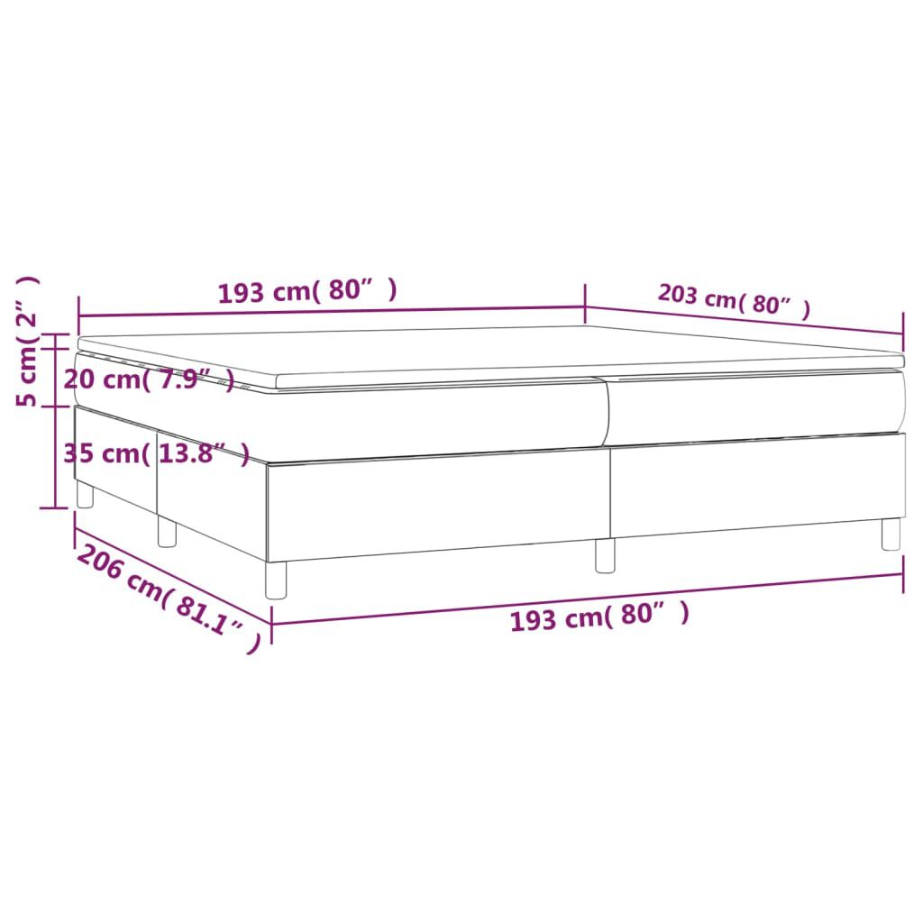 vidaXL Box Spring Bed with Mattress Dark Grey 193x203 cm King Fabric