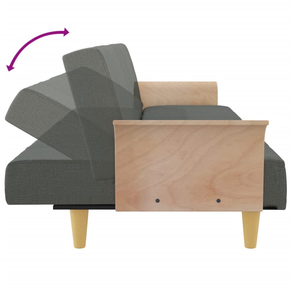 vidaXL Sofa Bed with Armrests Dark Grey Fabric