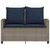 vidaXL Garden Sofa 2-Seater with Cushions&Table Grey Poly Rattan