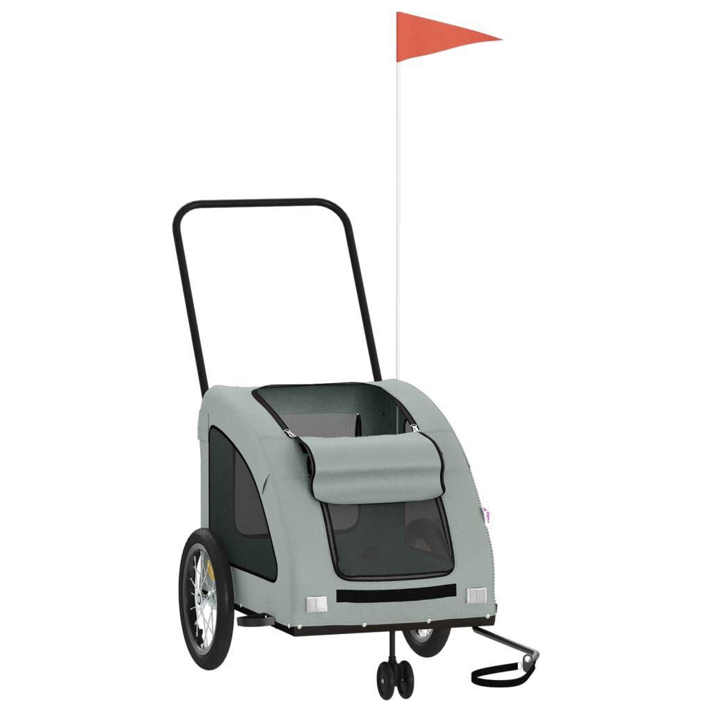 vidaXL Pet Bike Trailer Grey Oxford Fabric and Iron