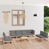 vidaXL 9 Piece Garden Lounge Set with Cushions Solid Pinewood