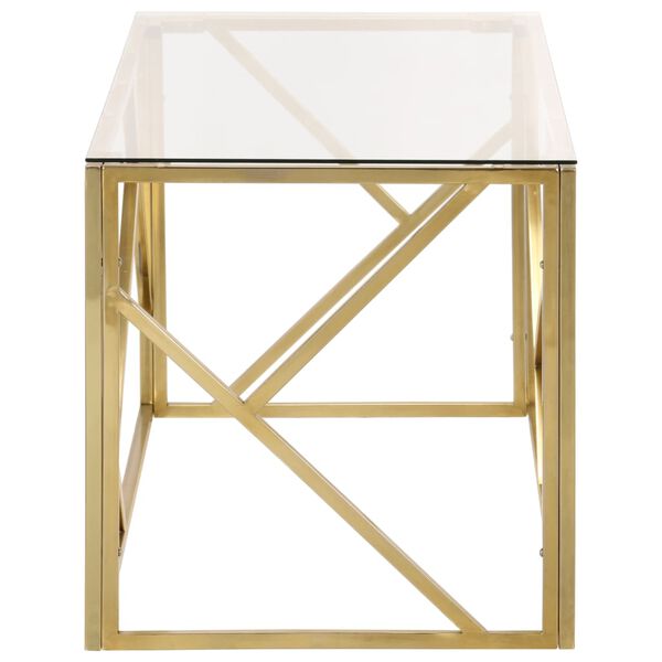 vidaXL Coffee Table Gold Stainless Steel and Tempered Glass