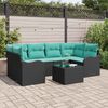vidaXL Garden Sofa Set with Cushion Manual 7 pcs Black and Turquoise