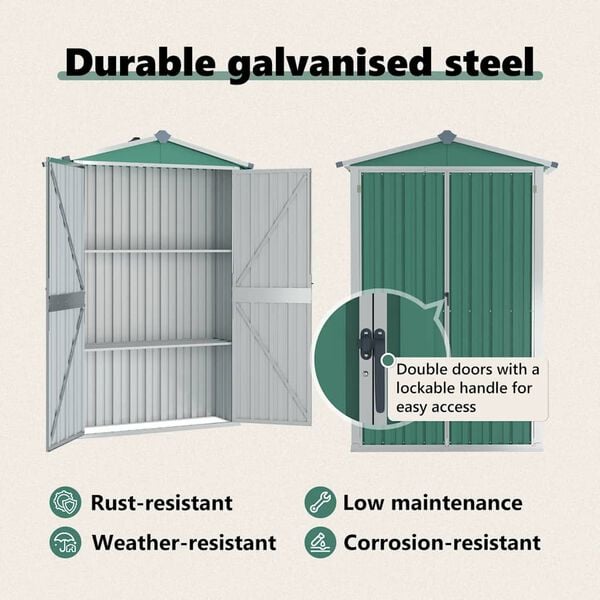 vidaXL Garden Shed Green 116x45x175 cm Galvanised Steel