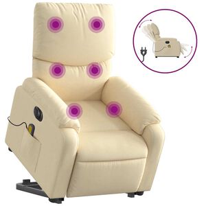 vidaXL Electric Stand up Massage Recliner Chair Cream Fabric