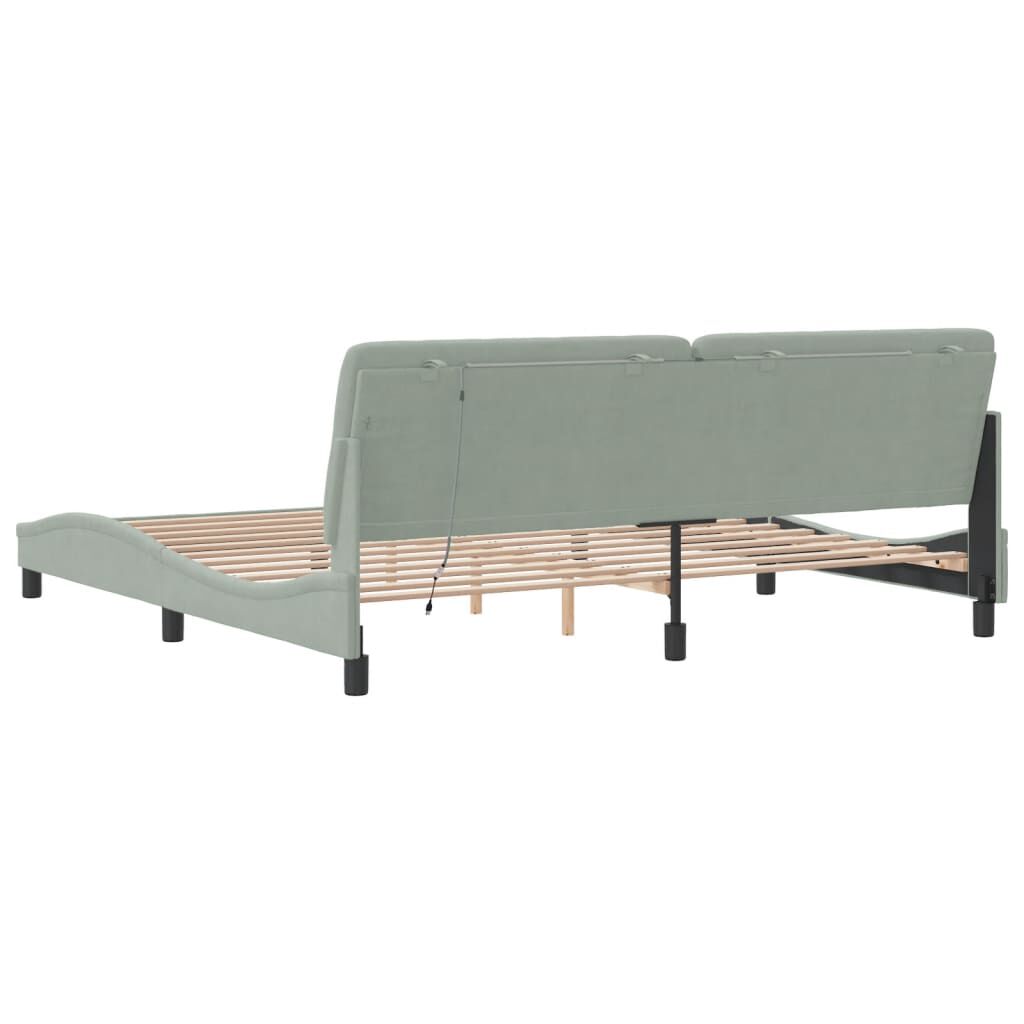 vidaXL Bed Frame with LED without Mattress Light Grey 193x203 cm Velvet
