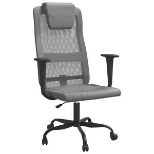 vidaXL Office Chair Grey Mesh Fabric and Faux Leather
