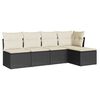 vidaXL 5 Piece Garden Sofa Set with Cushions Black Poly Rattan