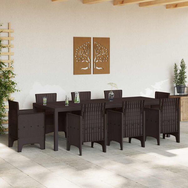 vidaXL Garden Table Brown 250 x 100 x 73 cm Poly Rattan
