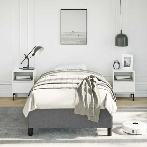 vidaXL Bed Frame without Mattress Dark Grey 100x190 cm Twin Fabric