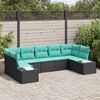 vidaXL Garden Sofa Set 7 pcs Black and Turquoise Poly rattan