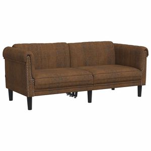 vidaXL Sofa 2-Seater Brown Faux Suede Leather