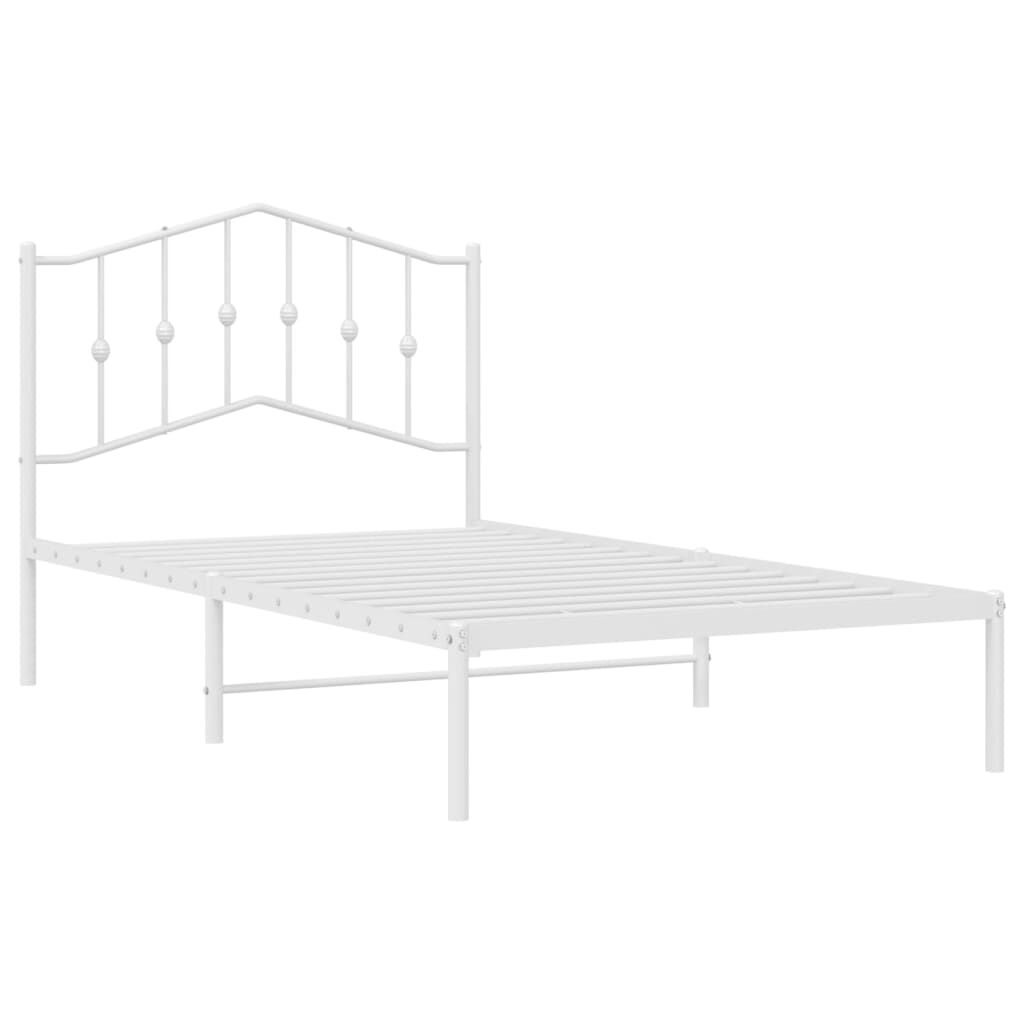 vidaXL Metal Bed Frame without Mattress with Headboard White 100x190cm