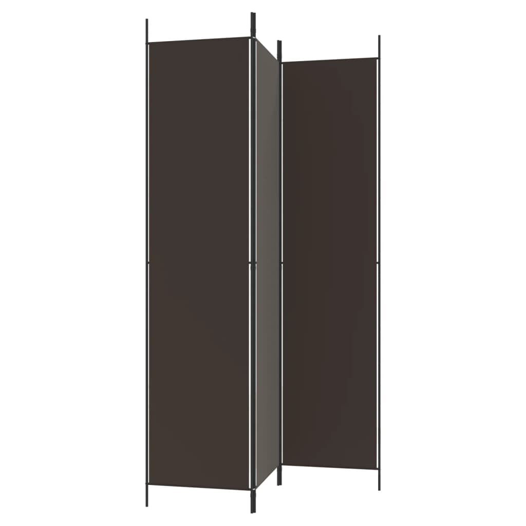 vidaXL 3-Panel Room Divider Brown 150x220 cm Fabric