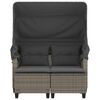 vidaXL Garden Sofa 2-Seater with Canopy and Stools Grey Poly Rattan