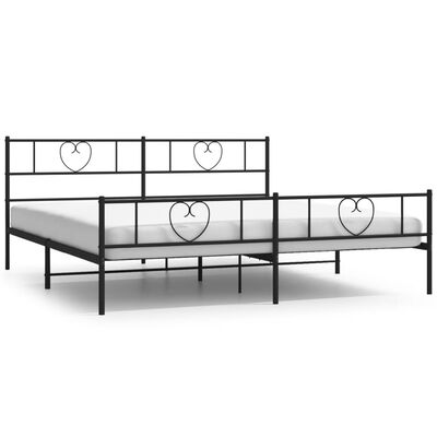 vidaXL Metal Bed Frame without Mattress with Footboard Black 183x213 cm