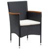 vidaXL 5 Piece Garden Dining Set with Cushions Poly Rattan Black