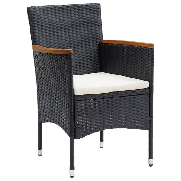vidaXL 5 Piece Garden Dining Set with Cushions Poly Rattan Black