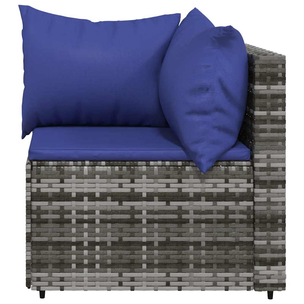 vidaXL Garden Corner Sofa with Cushions Grey Poly Rattan
