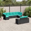 vidaXL 9 Piece Garden Sofa Set with Cushions Black Poly Rattan