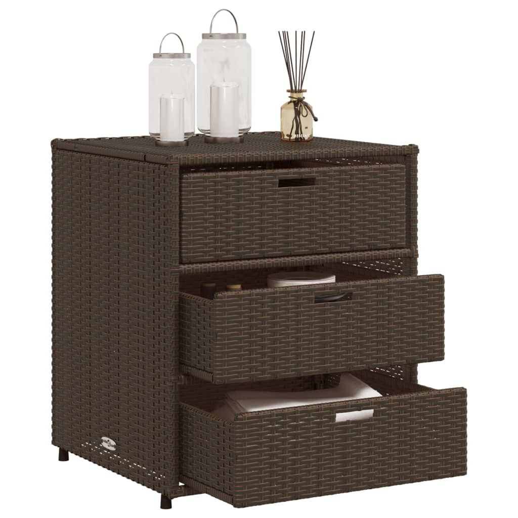 vidaXL Garden Storage Cabinet Brown 55x59x69 cm Poly Rattan