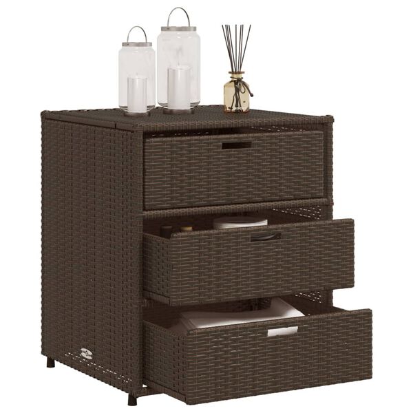 vidaXL Garden Storage Cabinet Brown 55x59x69 cm Poly Rattan