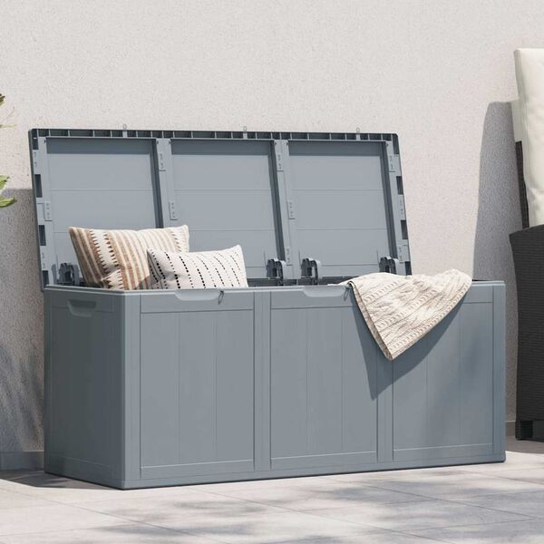 vidaXL Garden Storage Box 270L Grey PP Wood Look