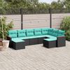 vidaXL 9 Piece Garden Sofa Set with Cushions Black Poly Rattan