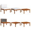 vidaXL 8 Piece Garden Lounge Set with Cushions Cream Wood Acacia&Rope