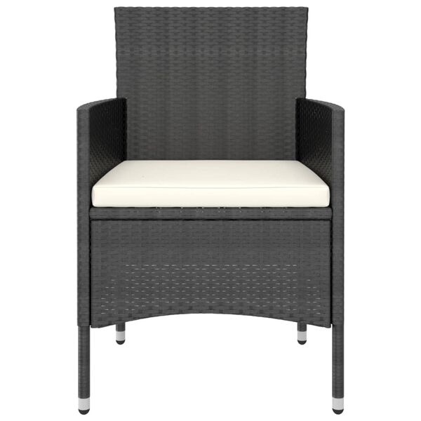 vidaXL 5 Piece Garden Bistro Set Poly Rattan and Tempered Glass Black