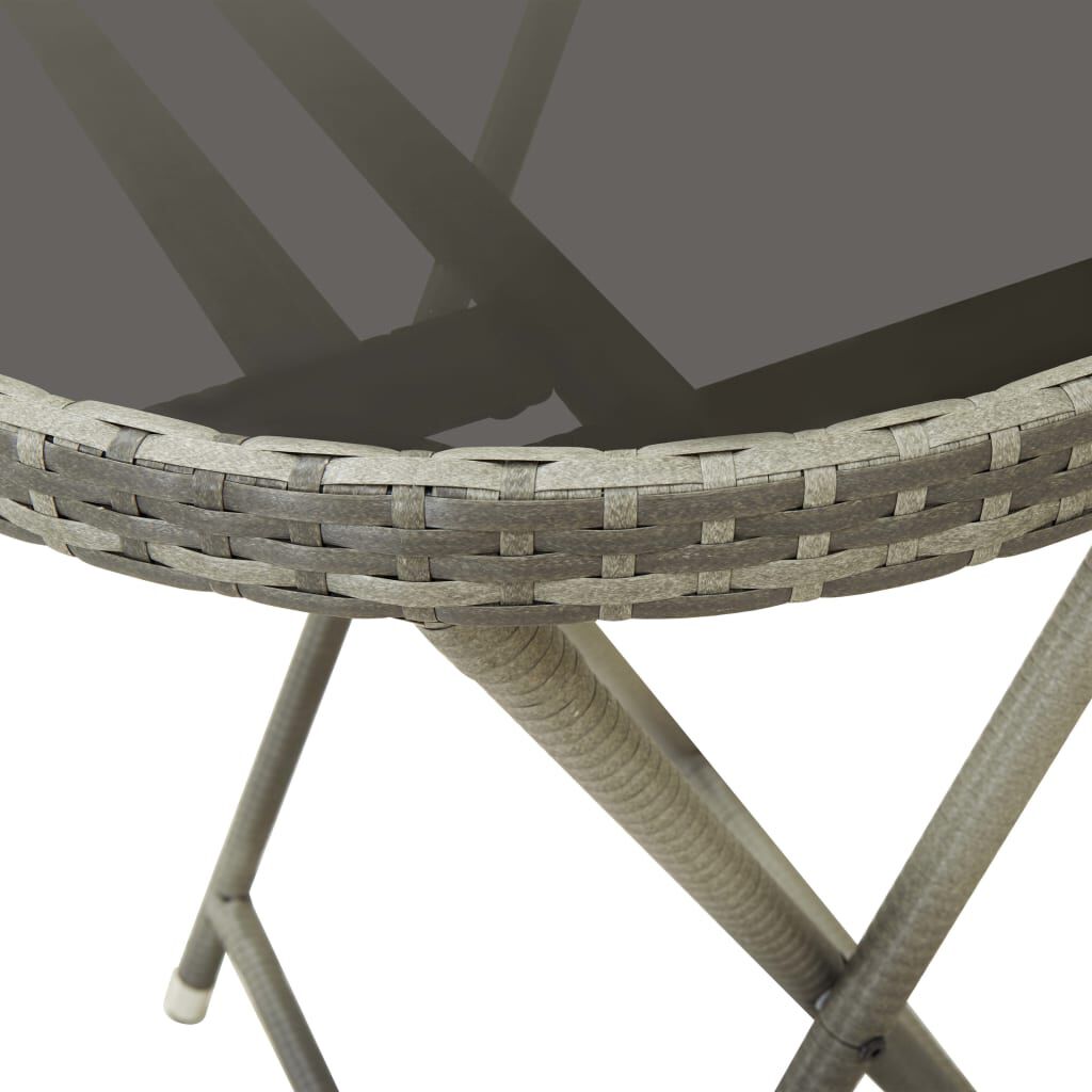 vidaXL 3 Piece Garden Bistro Set Poly Rattan and Glass Grey