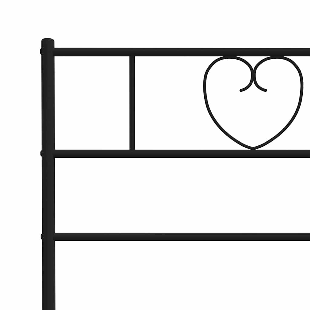 vidaXL Metal Bed Frame without Mattress with Headboard Black 100x190cm
