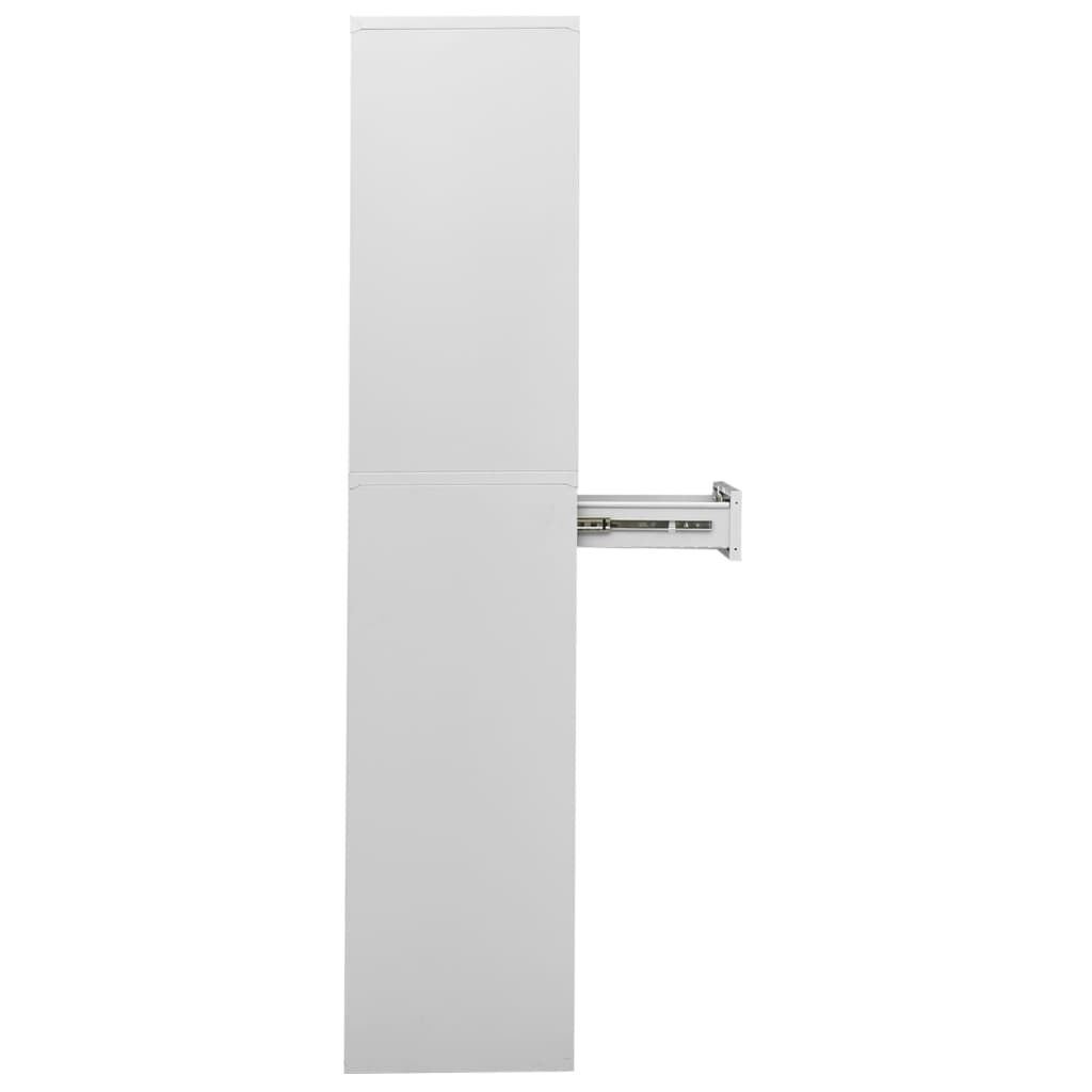 vidaXL Office Cabinet Light Grey 90x40x180 cm Steel and Tempered Glass