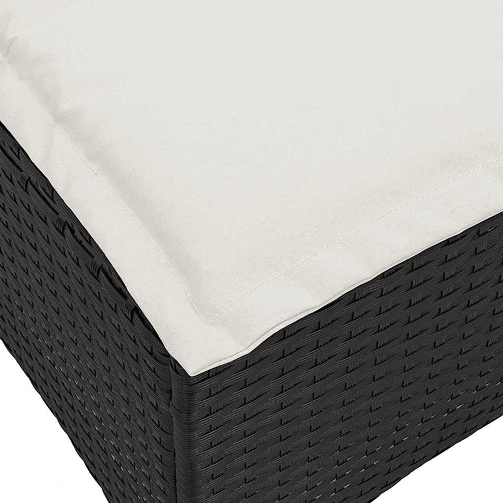 vidaXL Garden Stools with Cushions 2 pcs Black 55x55x36 cm Poly Rattan