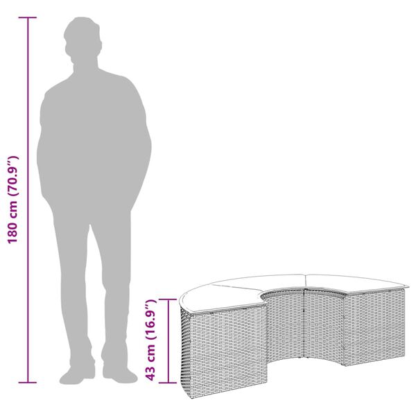 vidaXL Garden Footstool with Cushion Grey Poly Rattan