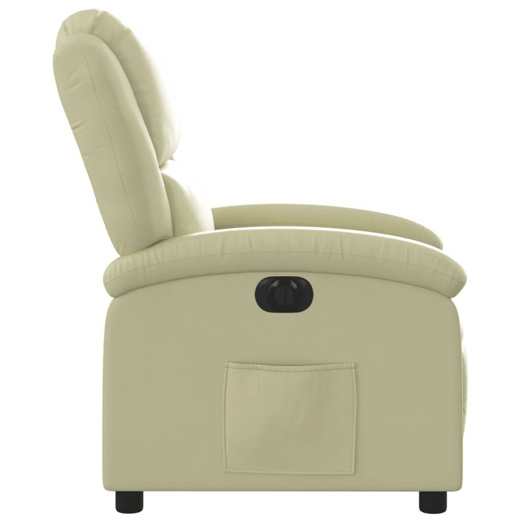 vidaXL Electric Recliner Chair Cream Real Leather