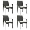 vidaXL Garden Chairs with Cushions 4 pcs Poly Rattan Black