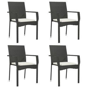 vidaXL Garden Chairs with Cushions 4 pcs Poly Rattan Black