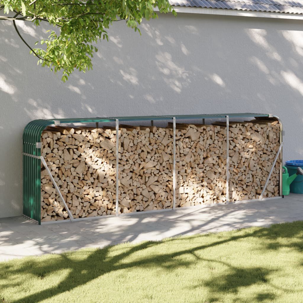 vidaXL Log Holder Green 300x45x100 cm Galvanised Steel