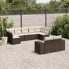 vidaXL 9 Piece Garden Sofa Set with Cushions Brown Poly Rattan