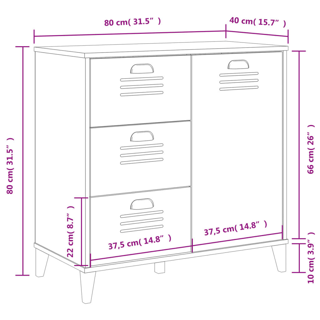 vidaXL Sideboard VIKEN Anthracite Grey 80x40x80 cm Engineered Wood