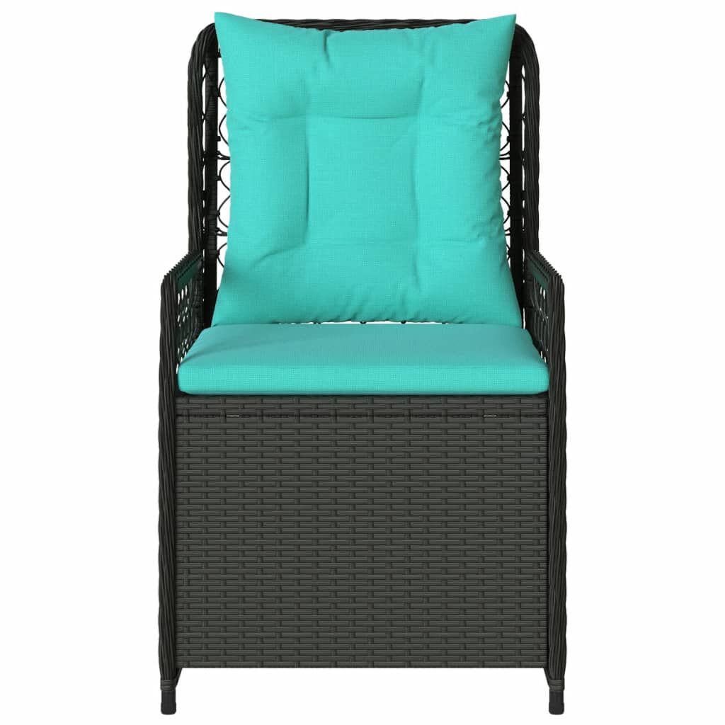 vidaXL Reclining Garden Chairs 2 pcs Black Poly Rattan
