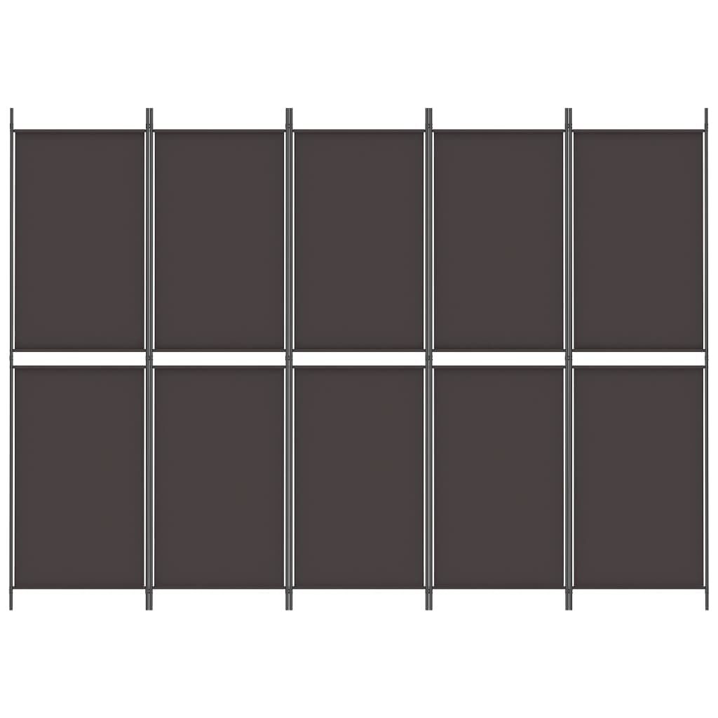 vidaXL 5-Panel Room Divider Brown 250x180 cm Fabric