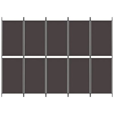 vidaXL 5-Panel Room Divider Brown 250x180 cm Fabric