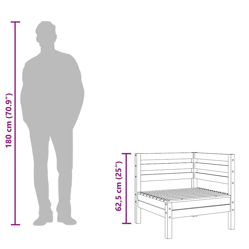 vidaXL Garden Corner Sofa White Solid Wood Pine