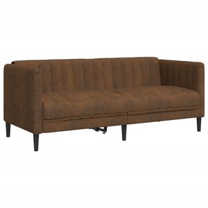 vidaXL Sofa 2-Seater Brown Faux Suede Leather