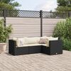 vidaXL 4 Piece Garden Lounge Set with Cushions Black Poly Rattan