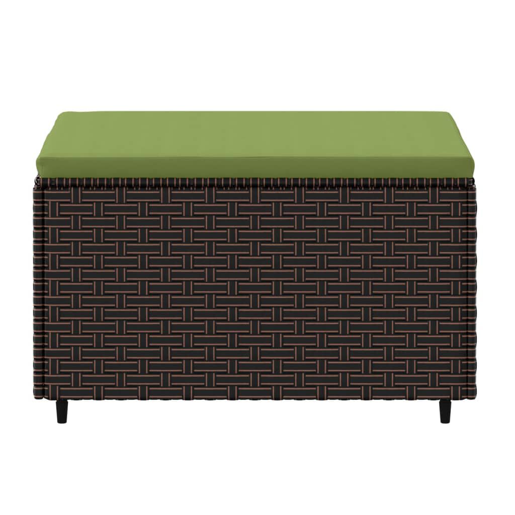 vidaXL Garden Footrest with Cushion Brown Poly Rattan